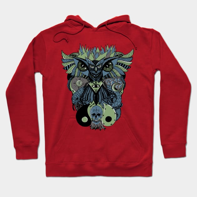 Mellow Cool Owl And Ageless Skull Hoodie by kenallouis
